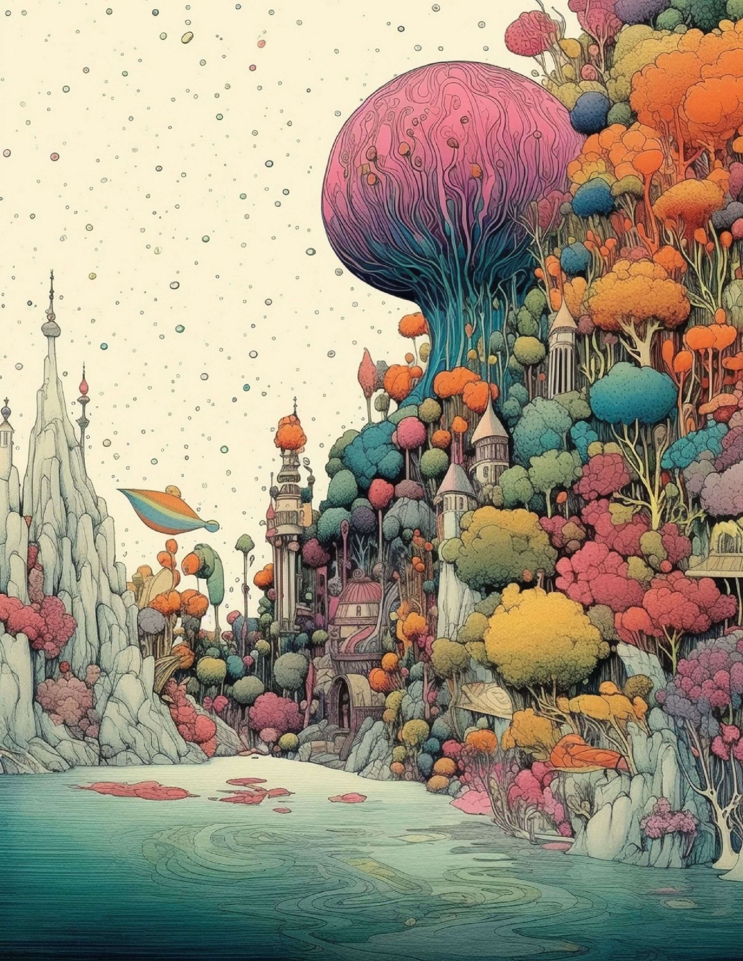 π 200 Eye-Catching Landscape Coloring Book & Stunning Covers with Resell Rights