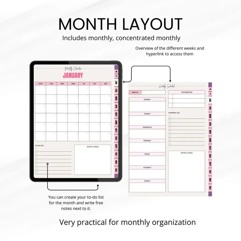 Aesthetic Girl Digital Planner + 22 Beautiful Digital Stickers (with Resell Rights) - Image 5