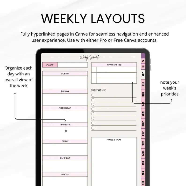 Aesthetic Girl Digital Planner + 22 Beautiful Digital Stickers (with Resell Rights) - Image 9